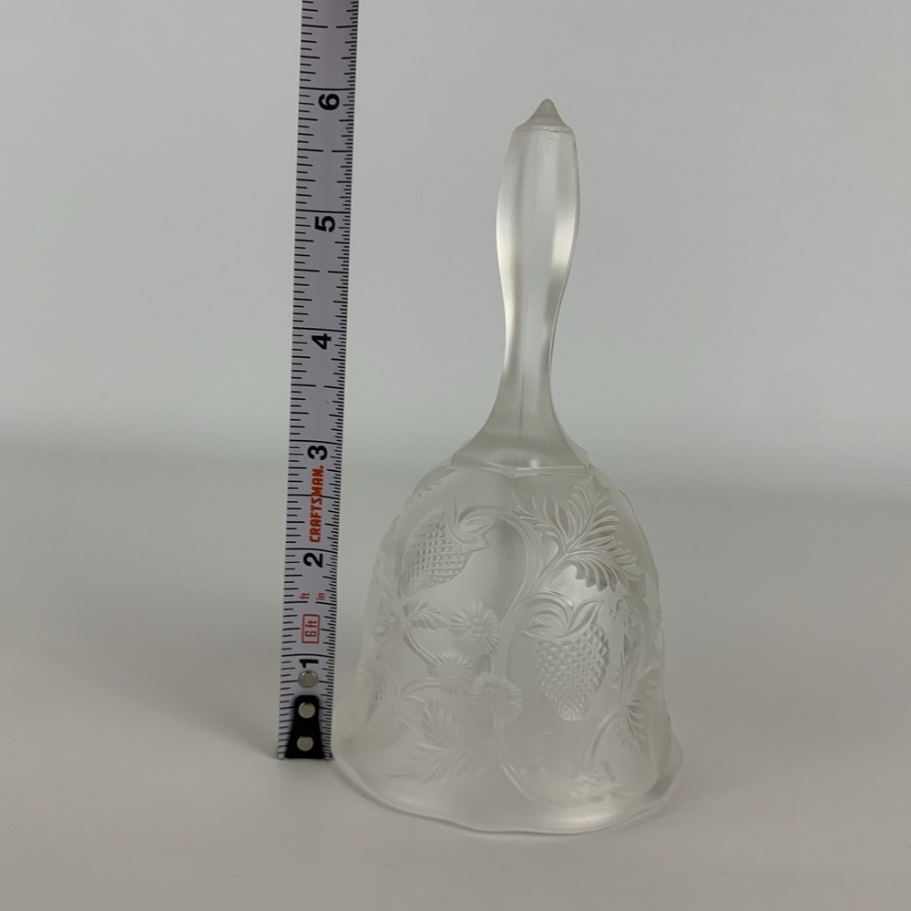 Vintage Fenton Strawberry Pressed Pattern Satin Glass Bell 6" - Picture 7 of 12